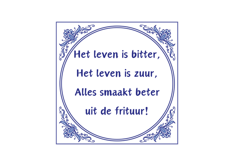 Delfts Blauw tegeltje Beter Uit De Frituur 15x15 cm