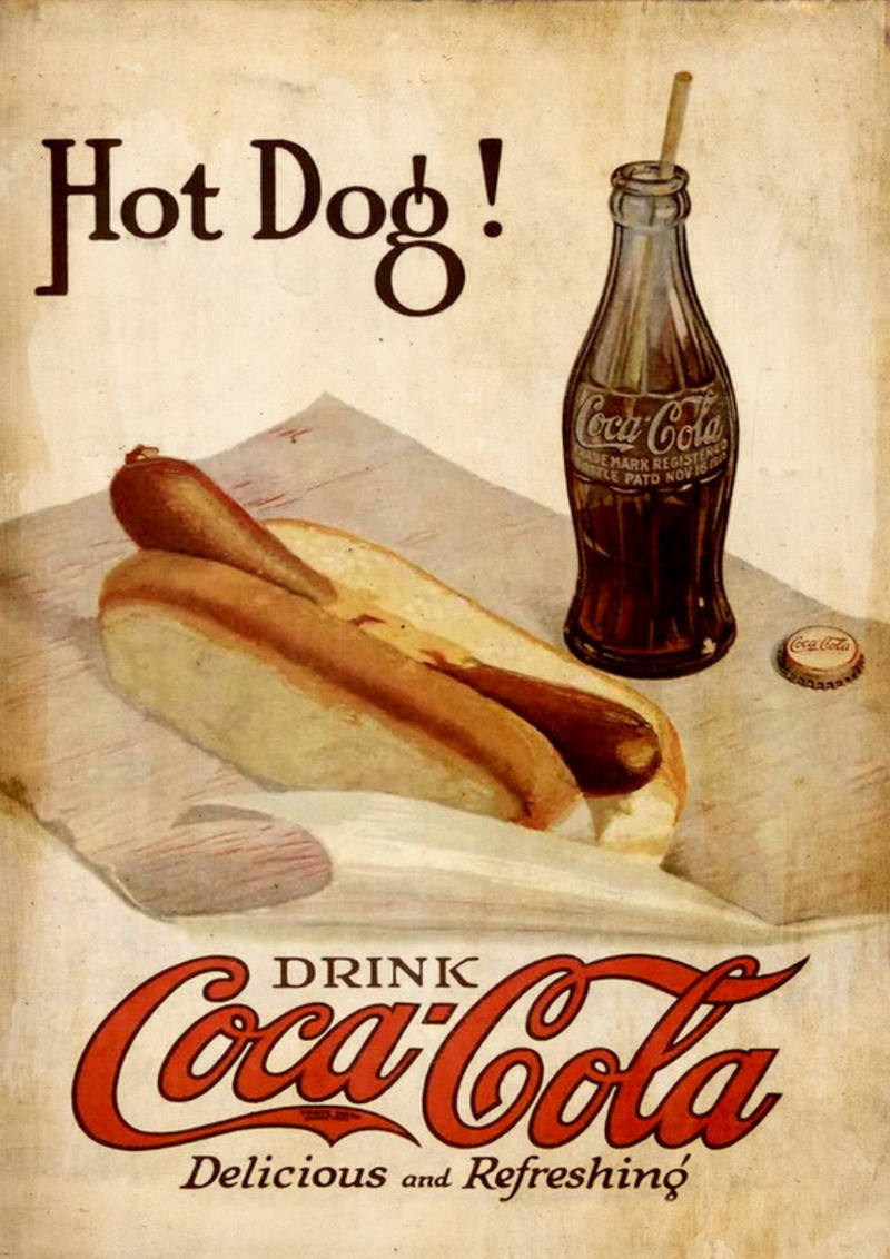 Metalen reclamebord Coca Cola Hot Dog 20x30 cm