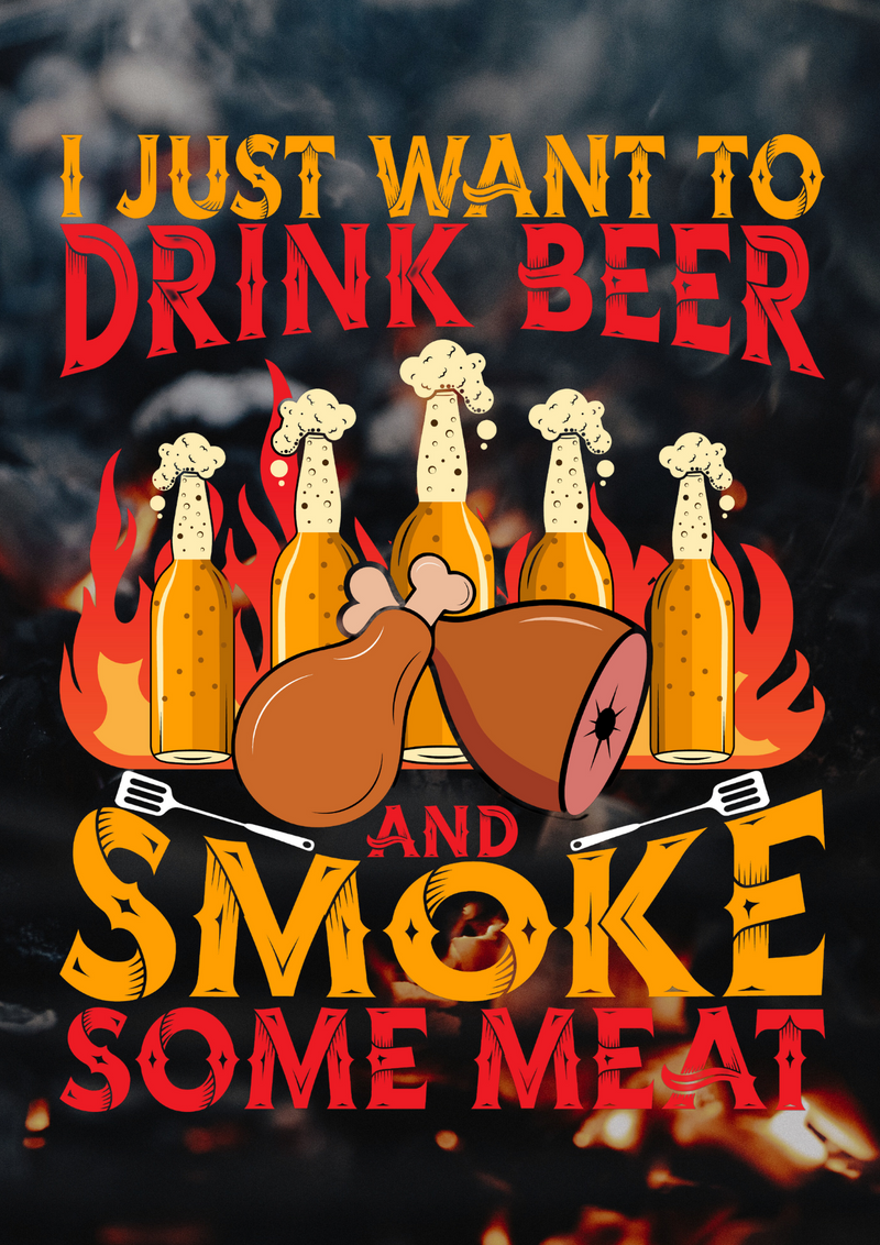 Metalen mancave reclamebord Drink Beer Smoke Meat 20x30 cm