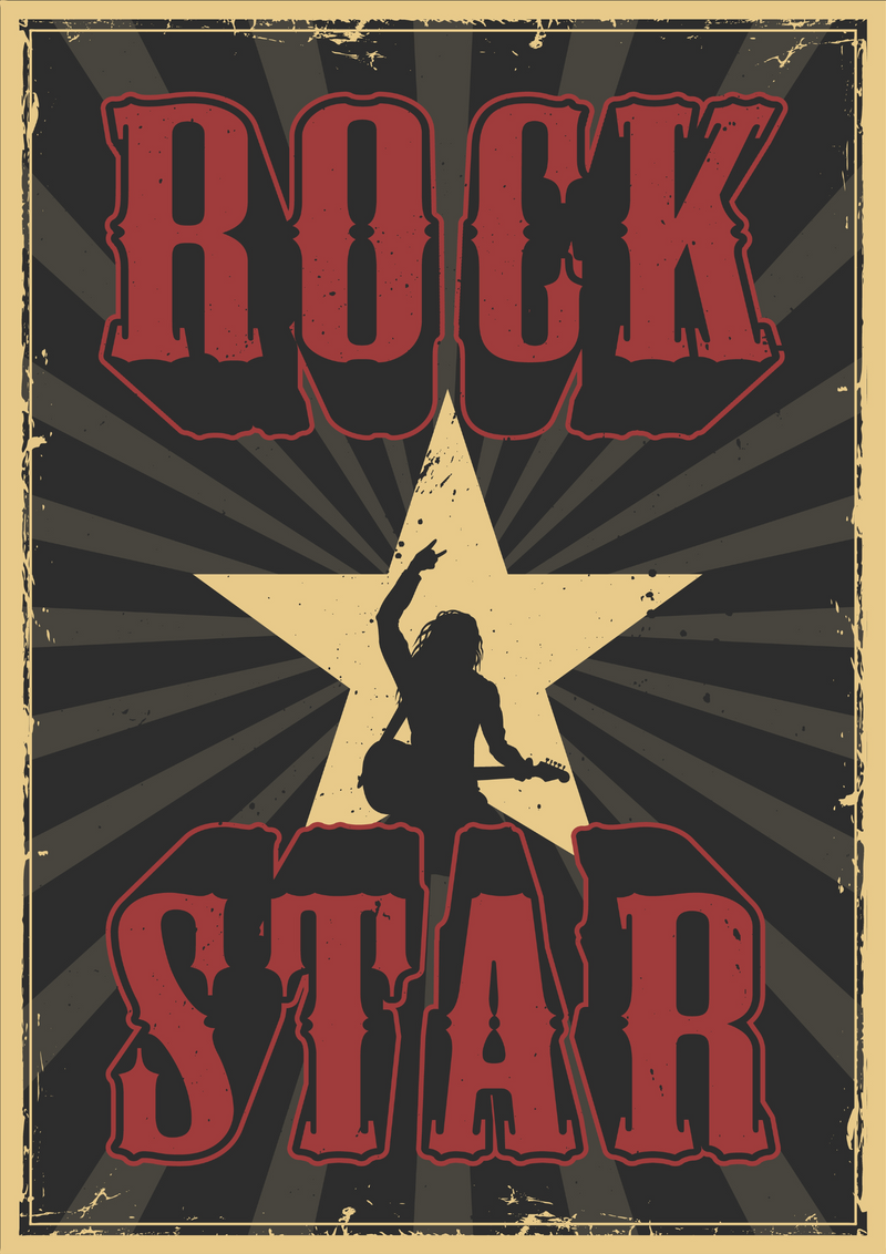 Metalen reclamebord Rock Star 20x30 cm