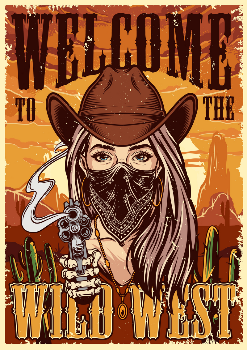 Metalen mancave reclamebord Wild West 20x30 cm