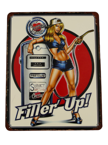 Metalen reclamebord Filler Up 20x25 cm