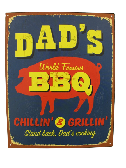 Metalen reclamebord Dad's BBQ 20x25 cm