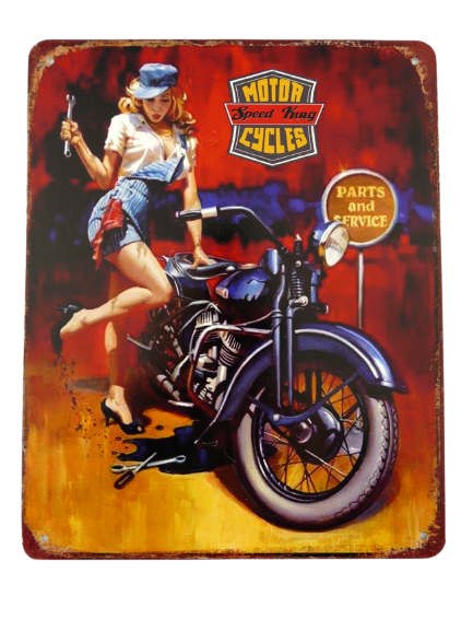 Metalen reclamebord Motorcycles Speed King 20x25 cm