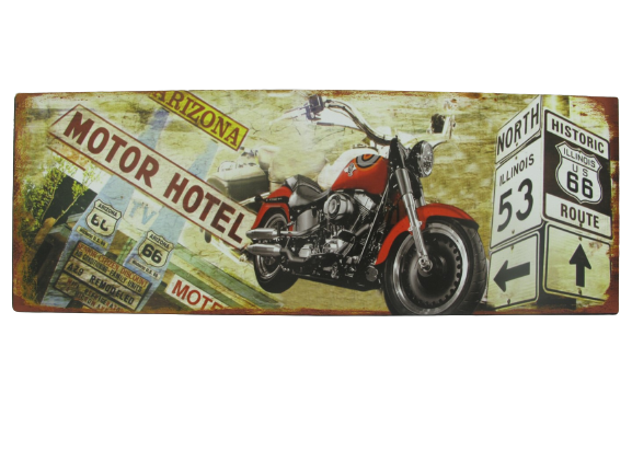 Metalen wandbord Motor Hotel 36x13 cm