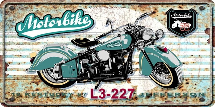 Metalen mancave reclamebord Motorbike met reliëf 40x20 cm