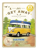 Metalen reclamebord VW Let's Get Away met reliëf 30x40 cm