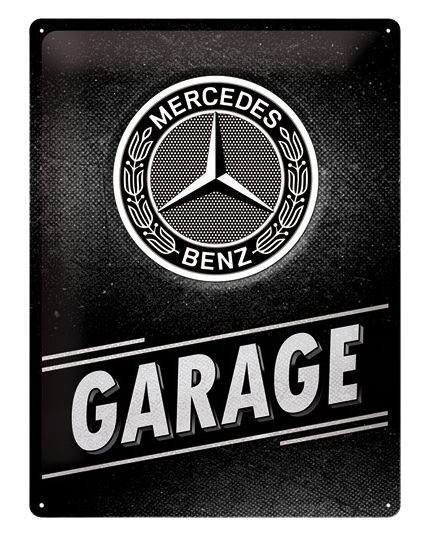 Metalen mancave reclamebord Mercedes Garage met reliëf 30x40 cm