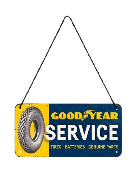 Metalen mancave reclamebord Goodyear Service 10x20 cm