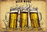 Metalen mancave reclamebord Beer Mugs 20x30 cm