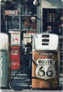 Metalen mancave reclamebord Route 66 tankstation 20x30 cm