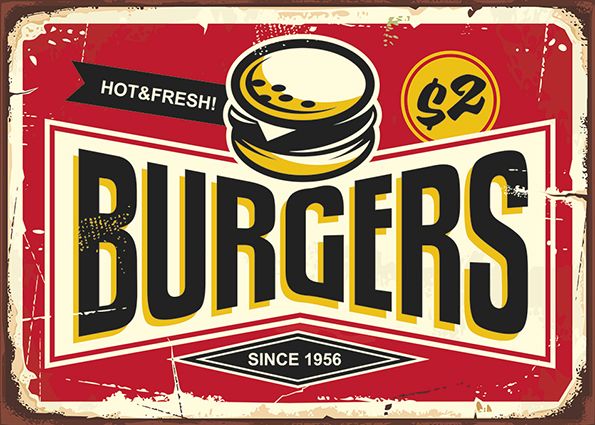 Houten mancave bord Burgers 21x15 cm