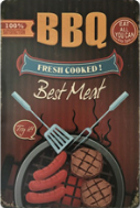 Metalen mancave reclamebord BBQ Best Meat 20x30 cm