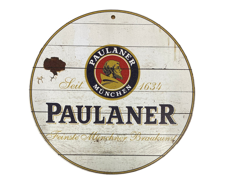 Houten reclamebord Paulaner 20x20 cm