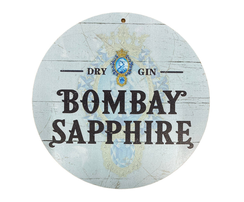 Houten reclamebord Bombay Sapphire 20x20 cm